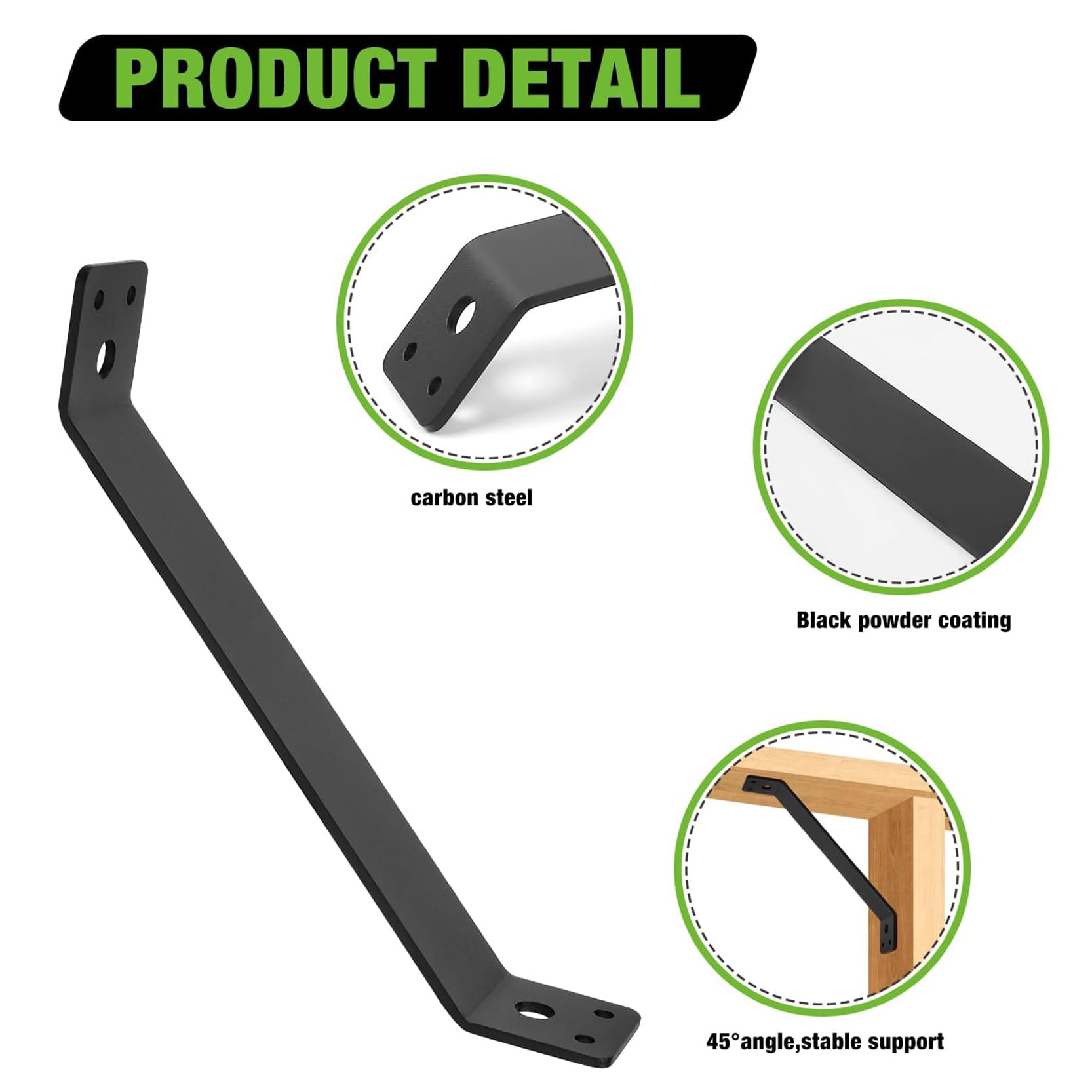 Refuerzo Angular de 45 Grados de Alta Resistencia para Postes y Vigas de Madera - Kit de Bricolaje, Conector para cenador, Soporte para Escritorio (6 Piezas)