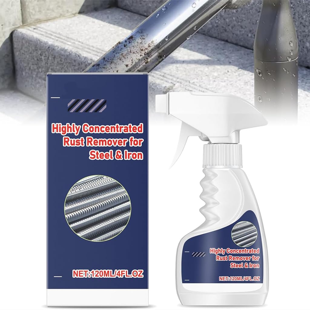 Yiushing Heavy-Duty Metal Rust Remover, Powerful Metal Rust Remover, Multifunctional Rust Removal Spray, Anti-Rust Converter Spray, Home Rust Removal (120ml)