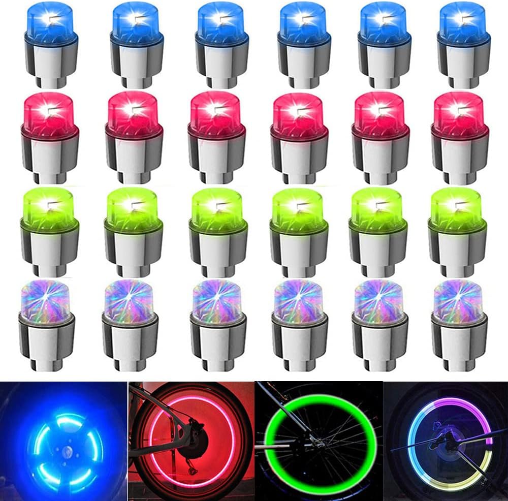 24 luces LED para rueda, luz intermitente, tapa de válvula de neumático, lámpara para automóviles, camiones, motocicletas y bicicletas (24 piezas