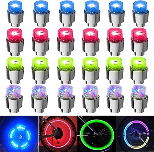 24 luces LED para rueda, luz intermitente, tapa de válvula de neumático, lámpara para automóviles, camiones, motocicletas y bicicletas (24 piezas
