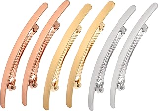 Beaupretty 6 presilhas de cabelo para mulheres e senhoras, presilhas de cabelo de metal dourado, longas e finas, simples presilhas de cabelo francês, rabo-de-cavalo