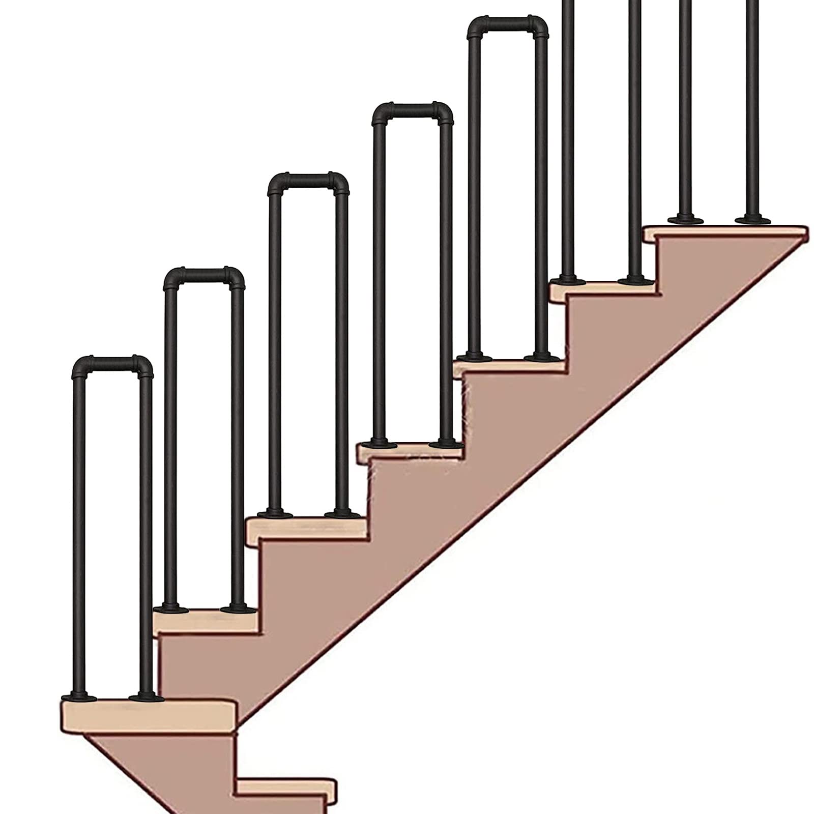 Rampes de transition extérieures en fer forgé de 35 à 100 cm pour escalier de terrasse et balcon