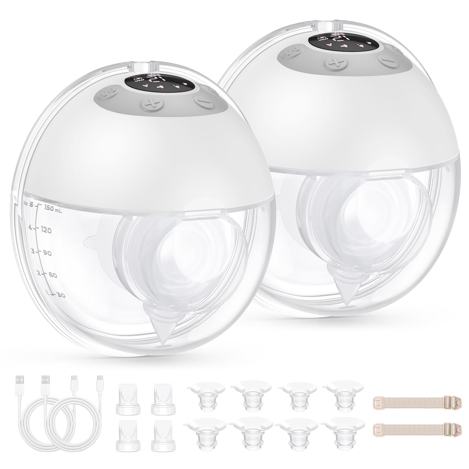 Haokoo K9 Tire Lait Electrique Main Libre – 4 Modes 12 Niveaux (2 Unités) | Avec capuchon anti-poussière, Portable et Anti-Fuite, Aspiration Puissante, Longue Autonomie, Téterelles 17/19/21/24/27 mm