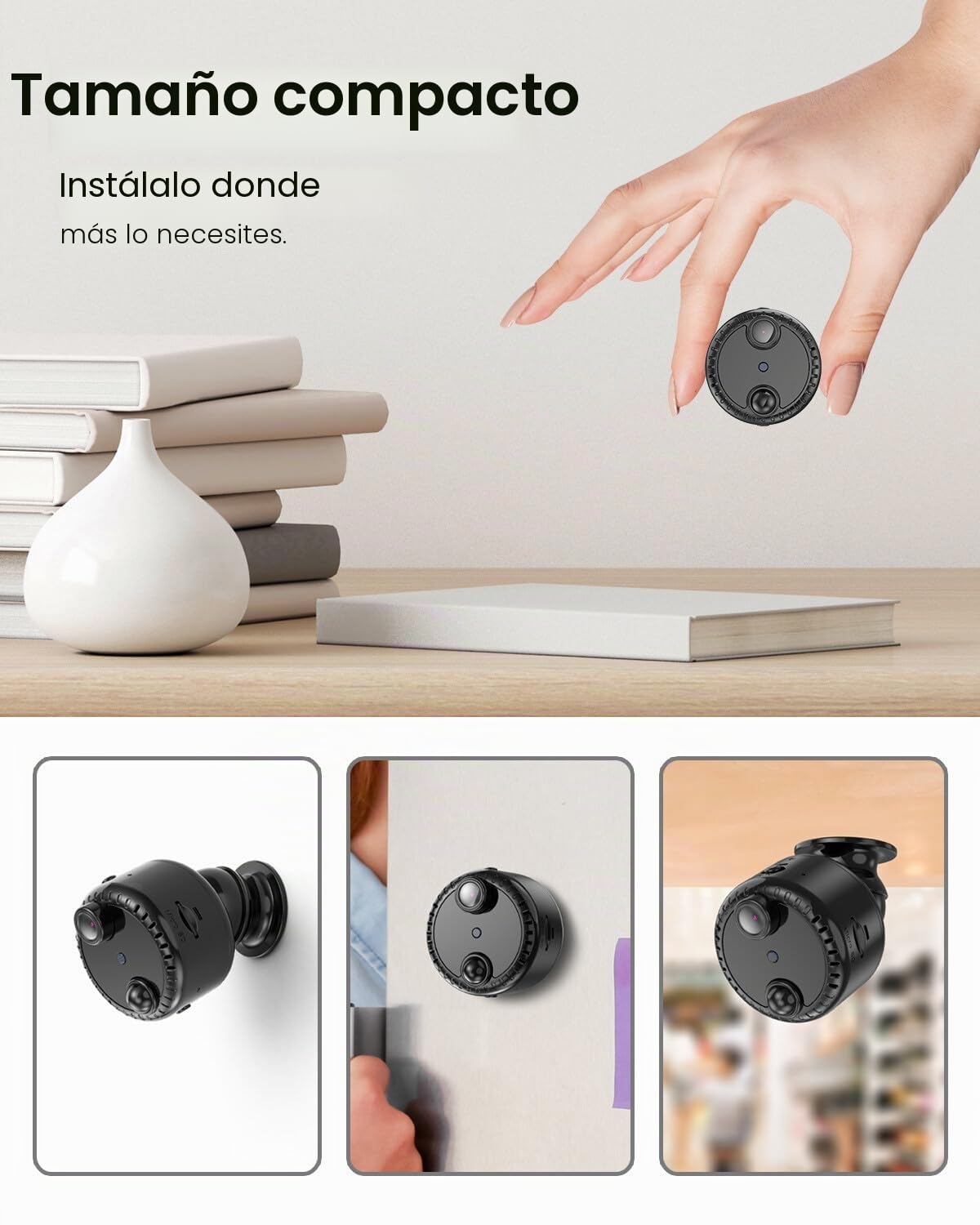 VIDCASTIVE Mini cámara oculta espía 4K inalámbrica WiFi pequeña cámara de niñera portátil interior secreta minúscula cámaras de seguridad de video con 100 días de duración de la batería en espera,