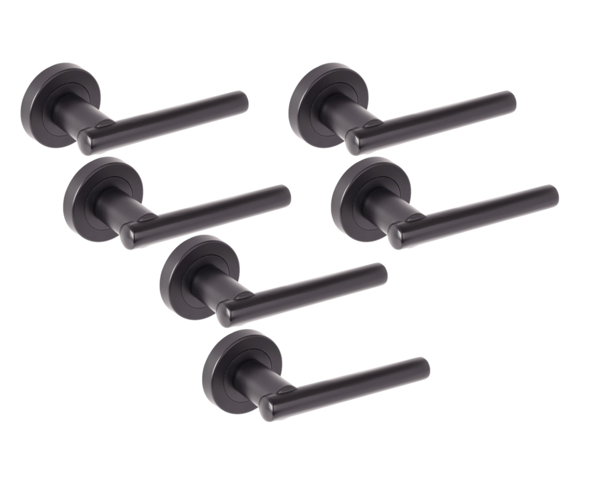 Hunta HANDLEZONE® 3 Sets Solus Lever On Round Rose Door Handles, Internal Passage Latch Handles - Black Matt