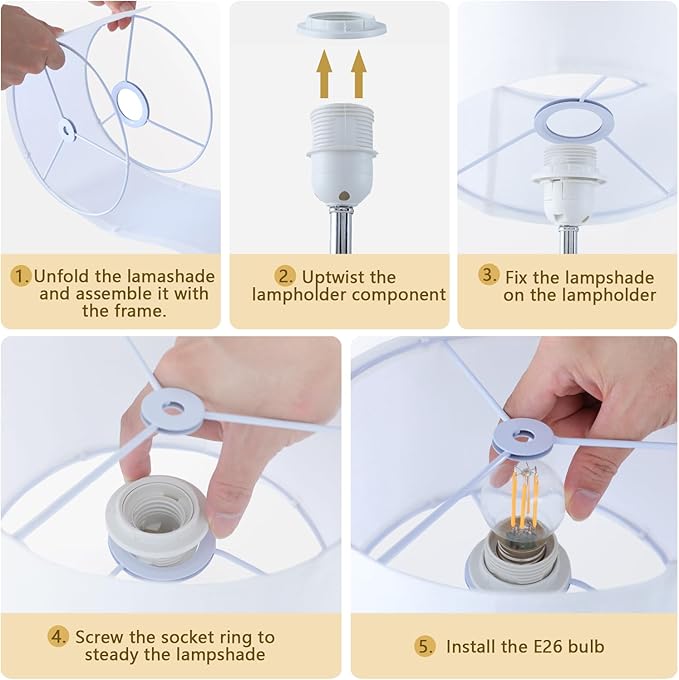 Lámpara de Mesa SOTTAE Moderna Cerámica con Pantalla de Lino, 12" Alto, Blanca miniatura 6