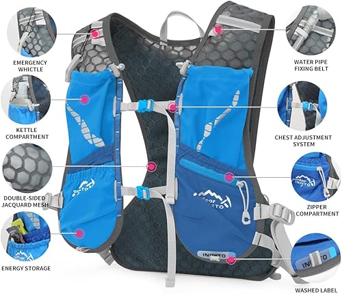 Miniatura 4 de Chaleco de hidratación para correr para hombres y mujeres, mochila de agua para correr, paquete de hidratación de 3 litros, para correr, maratón,