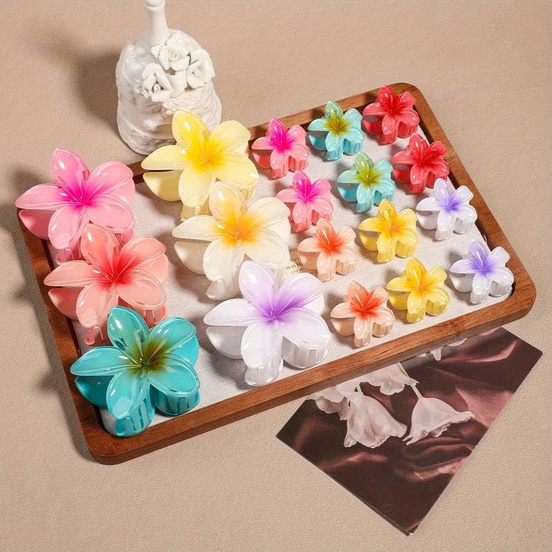 Image of Cerrito 9 Pcs Colorful Flower Hair Claw Clips for Women & Girls, Gradient Lily Design in Multiple Sizes, Strong Hold, Cute & Stylish Hair Accessories for Daily Use, Travel & Gifting, Multicolor
