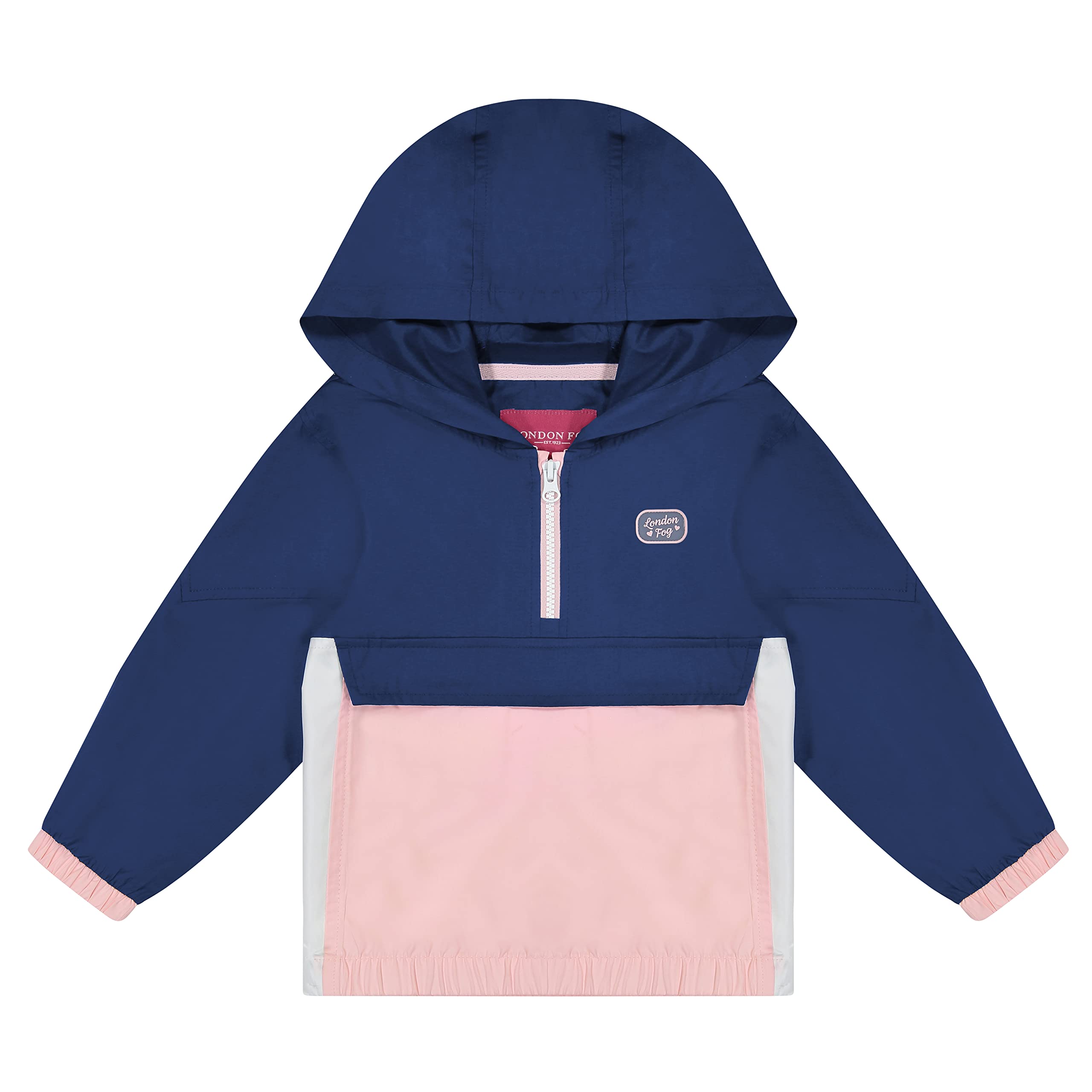 LONDON FOG baby girls Packable Popover Jacket Windbreaker, Navy, 12 Months US