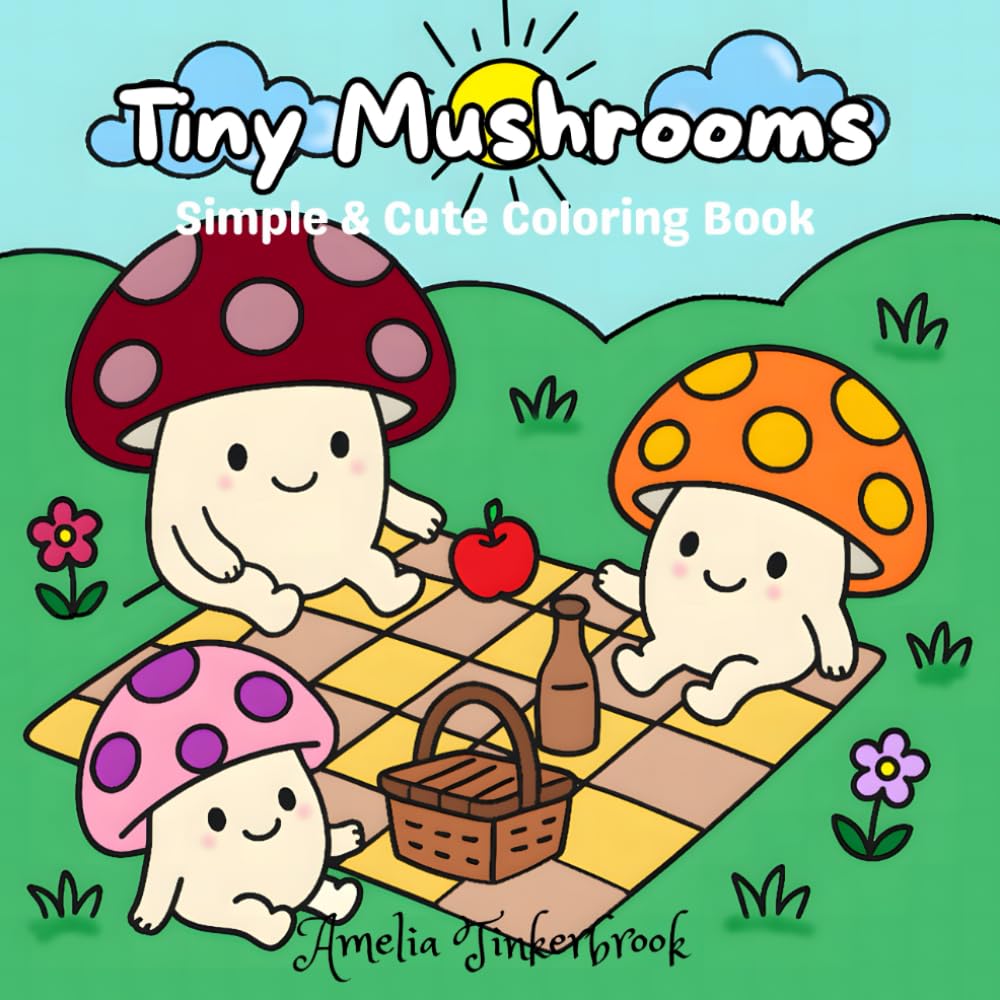 Tiny Mushrooms: Simple & Cute Coloring Book
