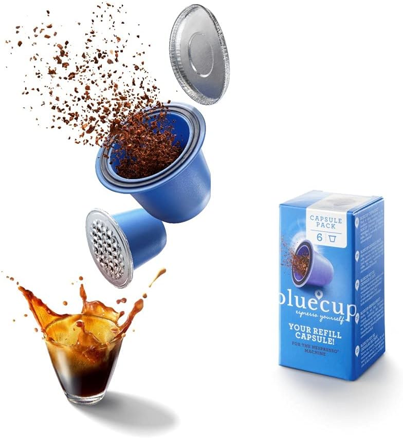 Bluecup Reusable Capsule for Nespresso Coffee Machine Refillable