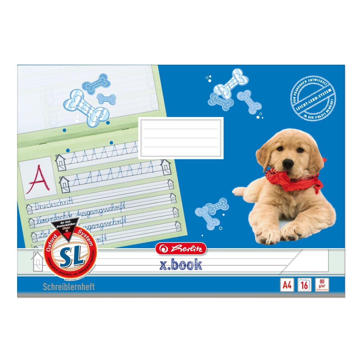 Herlitz Schreiblernheft A4 quer - Lineatur SL, 16 Blatt