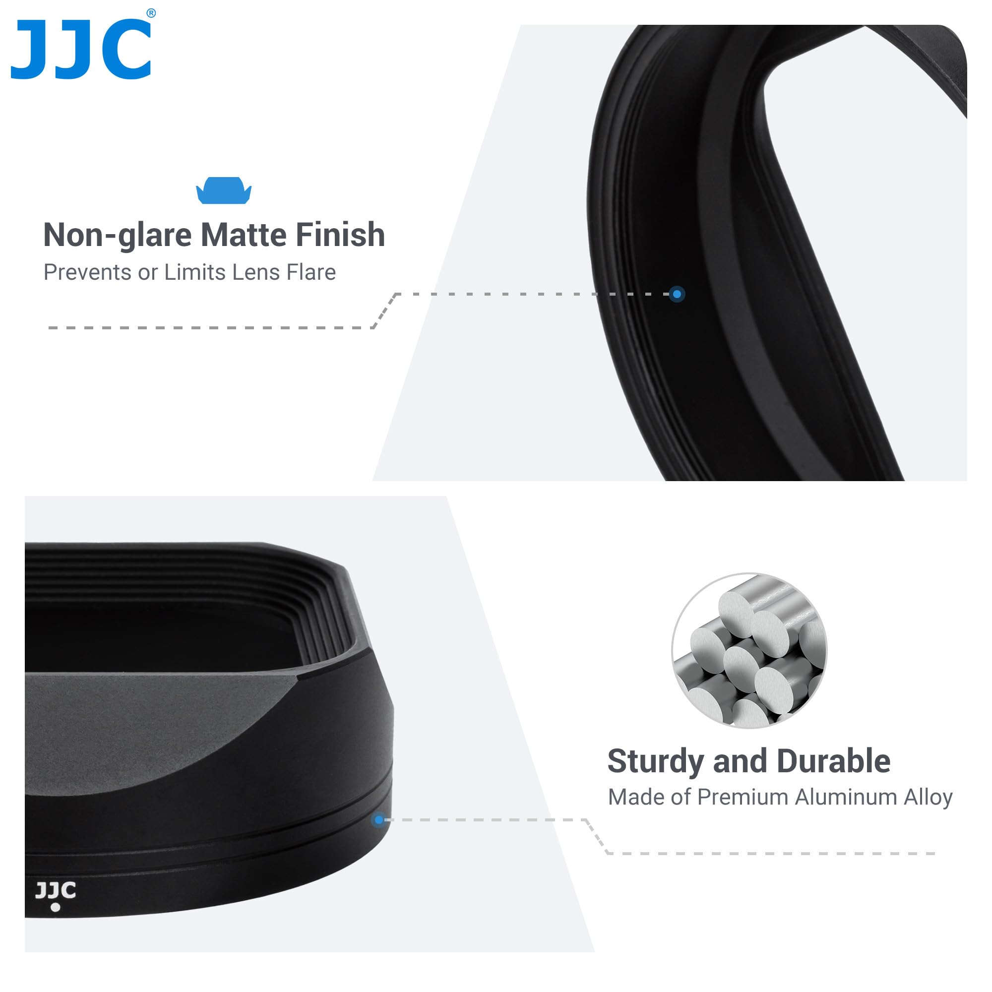 JJC Paraluce Quadrato in Metallo per Leica Q3 43, Q3, Q2 Design Ottimizzato Senza Vignettatura, Compatibile con Filtri Spessi 8mm e Modalità Macro, Adattabile al Tappo Obiettivo Originale