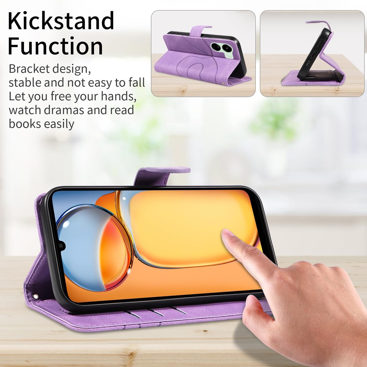 Cover Portafoglio Per Xiaomi Redmi 13C 4G / Poco C65 Con Vetro Temperato E Pellicola Fotocamera Inclusi, Blu
