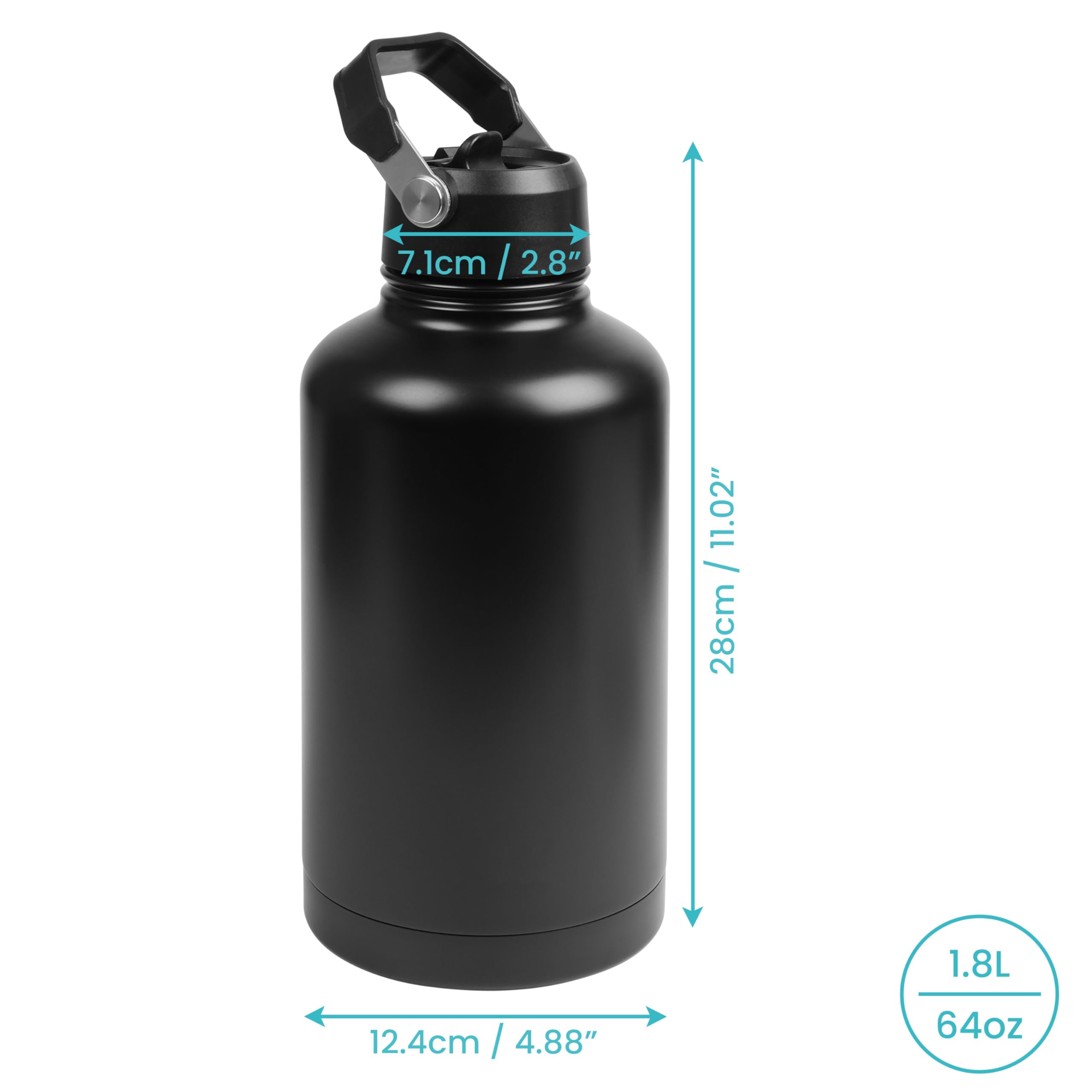 Isolierte Edelstahl-Trinkflasche – 750 Ml, Doppelwandig, Auslaufsicher, Schwarz