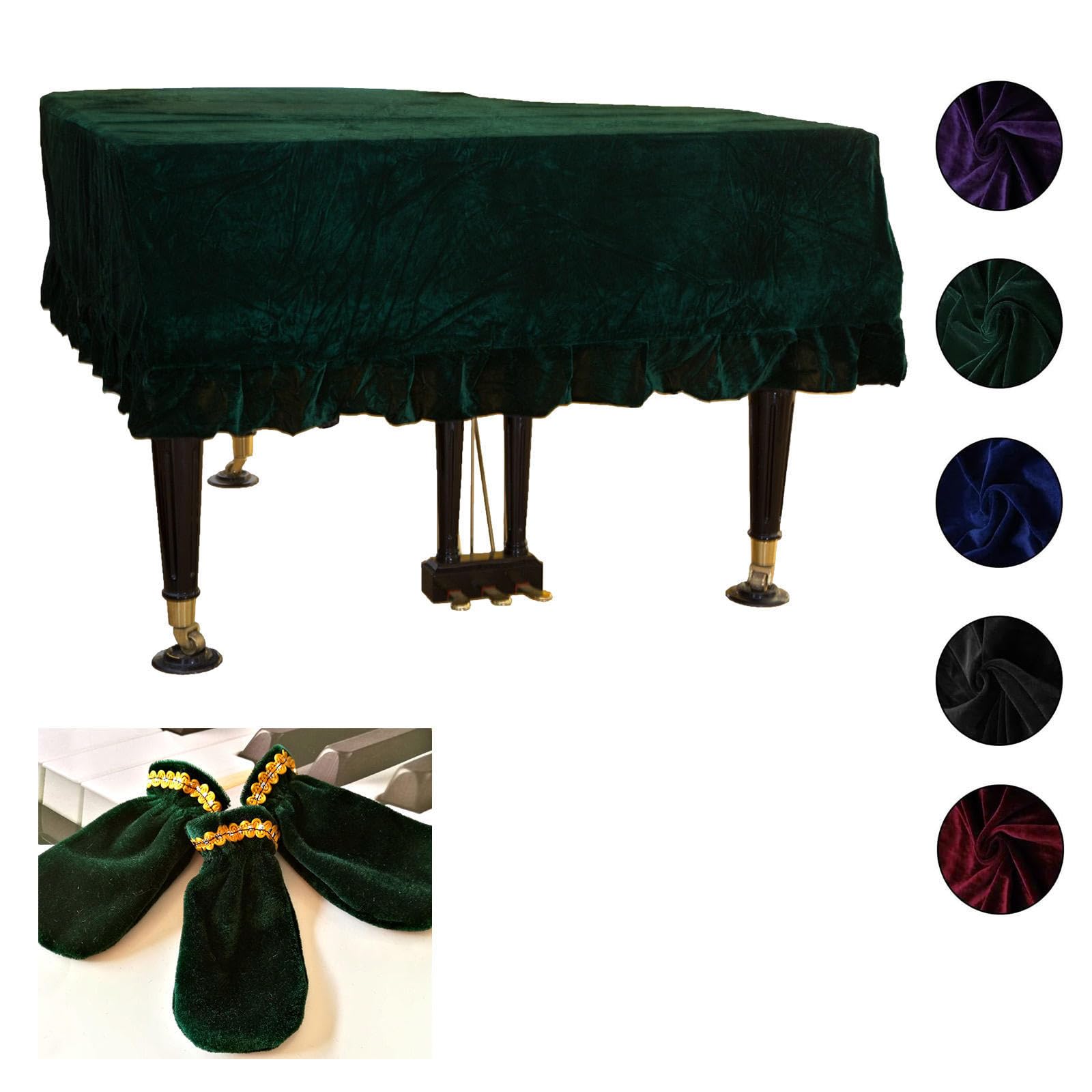 Klavierabdeckungen, Leichte, Luxuriöse, Weiche Und Hochwertige Oberfläche Flügel-Abdeckung mit Rüschen Klavierabdeckung,Green-230cm