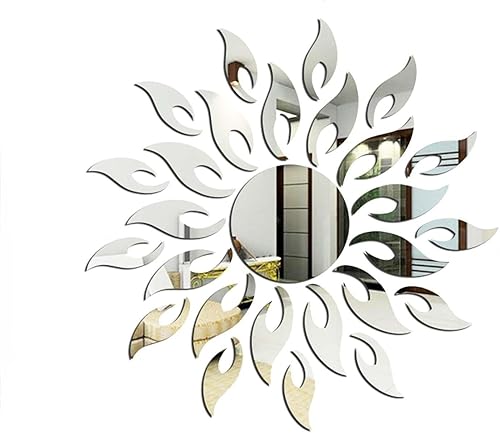 Pegatinas de pared de espejo 3D de flores de sol, calcomanías de pared con patrón de sol, bricolaje, flor redonda, girasol, extraíble, acrílico,