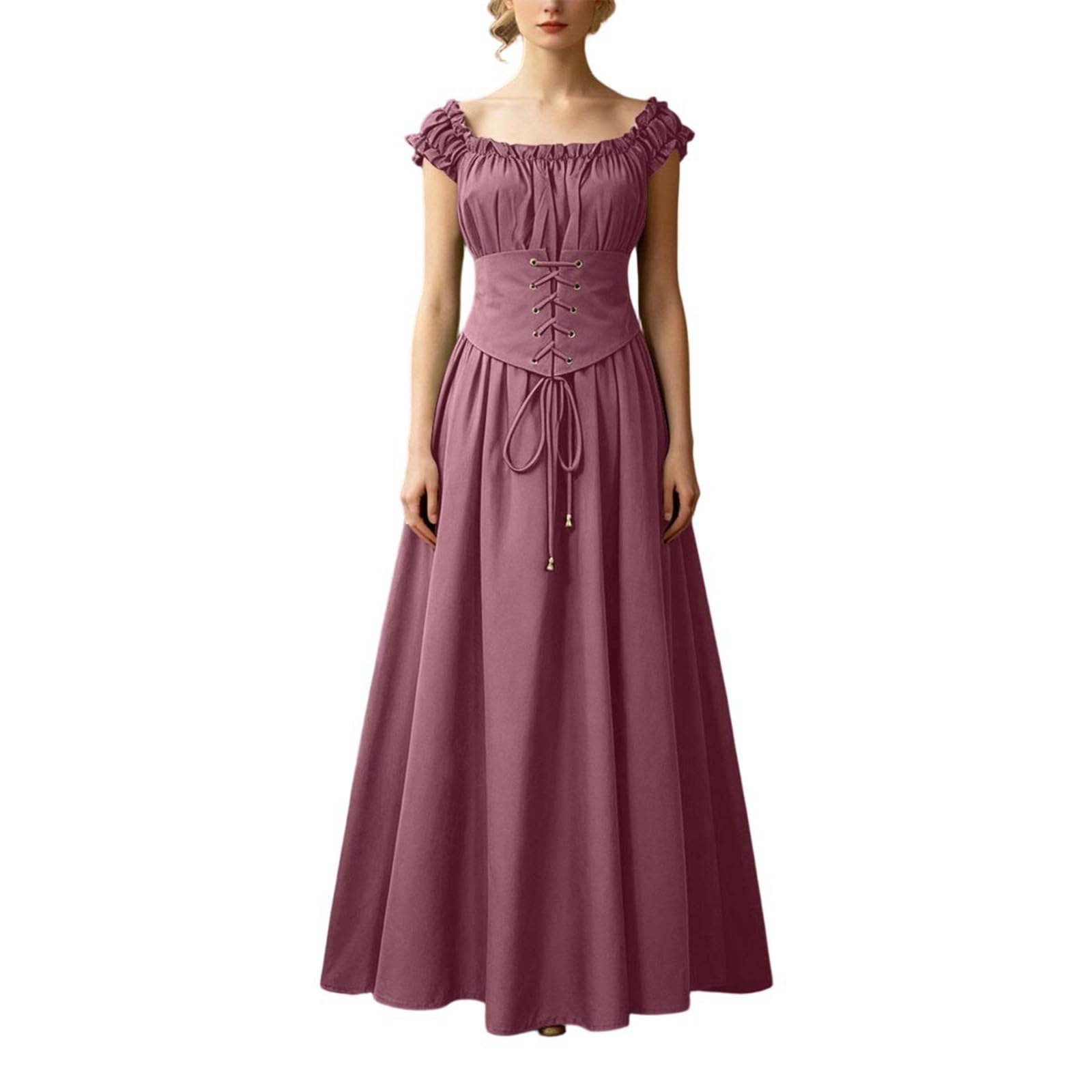 Halloween Kostüm Damen Renaissance Kleid Mittelalter Outfit Verkleidung Cosplay Gewand Tailliert für Halloween Party Maskenball Vintage