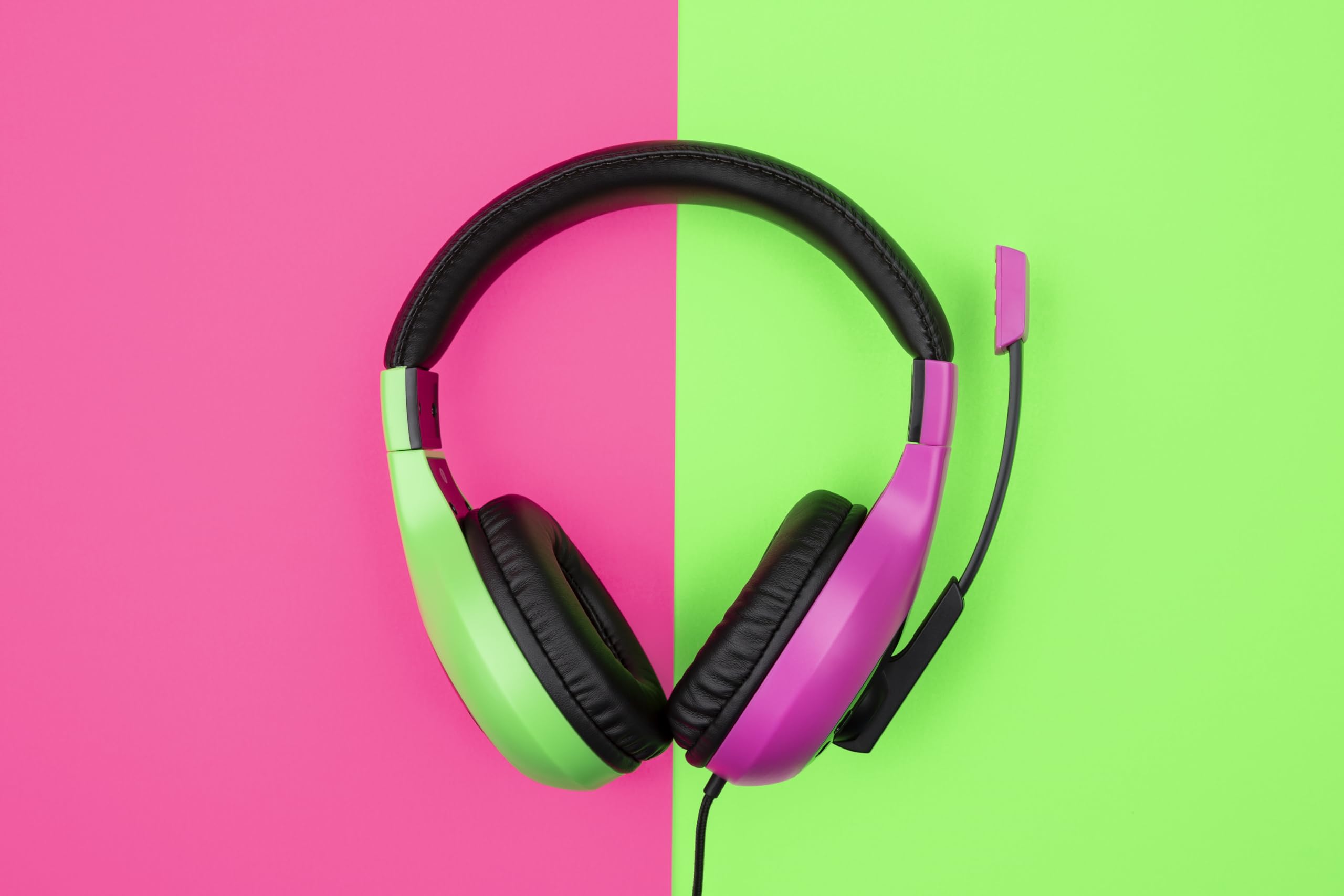 Nacon - Auriculares Gaming Estereo con cable para Nintendo Switch y Switch Lite- Bicolor Verde y Rosa (Nintendo Switch)