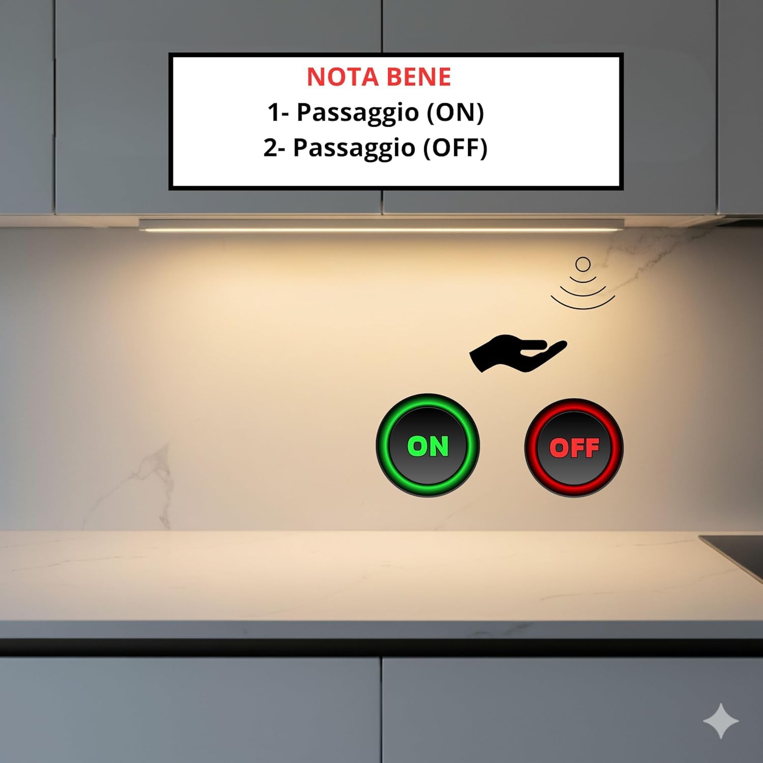 Luce LED Sottopensile 50 cm con Sensore di Movimento, Barra LED Ricaricabile USB 1,35W, Magnetica e Adesiva per Cucina Armadio Guardaroba