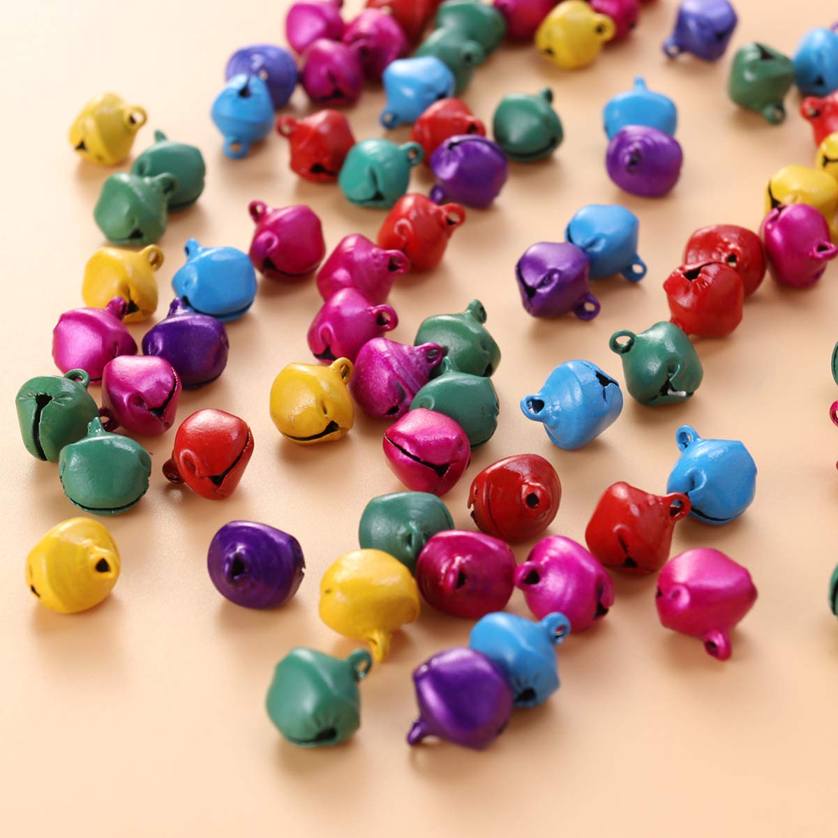 BESPORTBLE Jingle Bells 100pcs 1/2 Inch Craft Bells Mini DIY Bells for Wreath, Holiday Home and Christmas Decoration (Colorful)