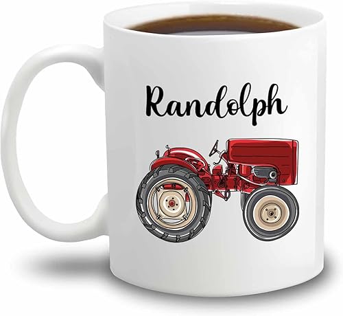 Tazas de café blancas personalizadas con nombre a elegir con tractor rojo, tazas de regalo para hombres, mujeres, cumpleaños de agricultores, taza