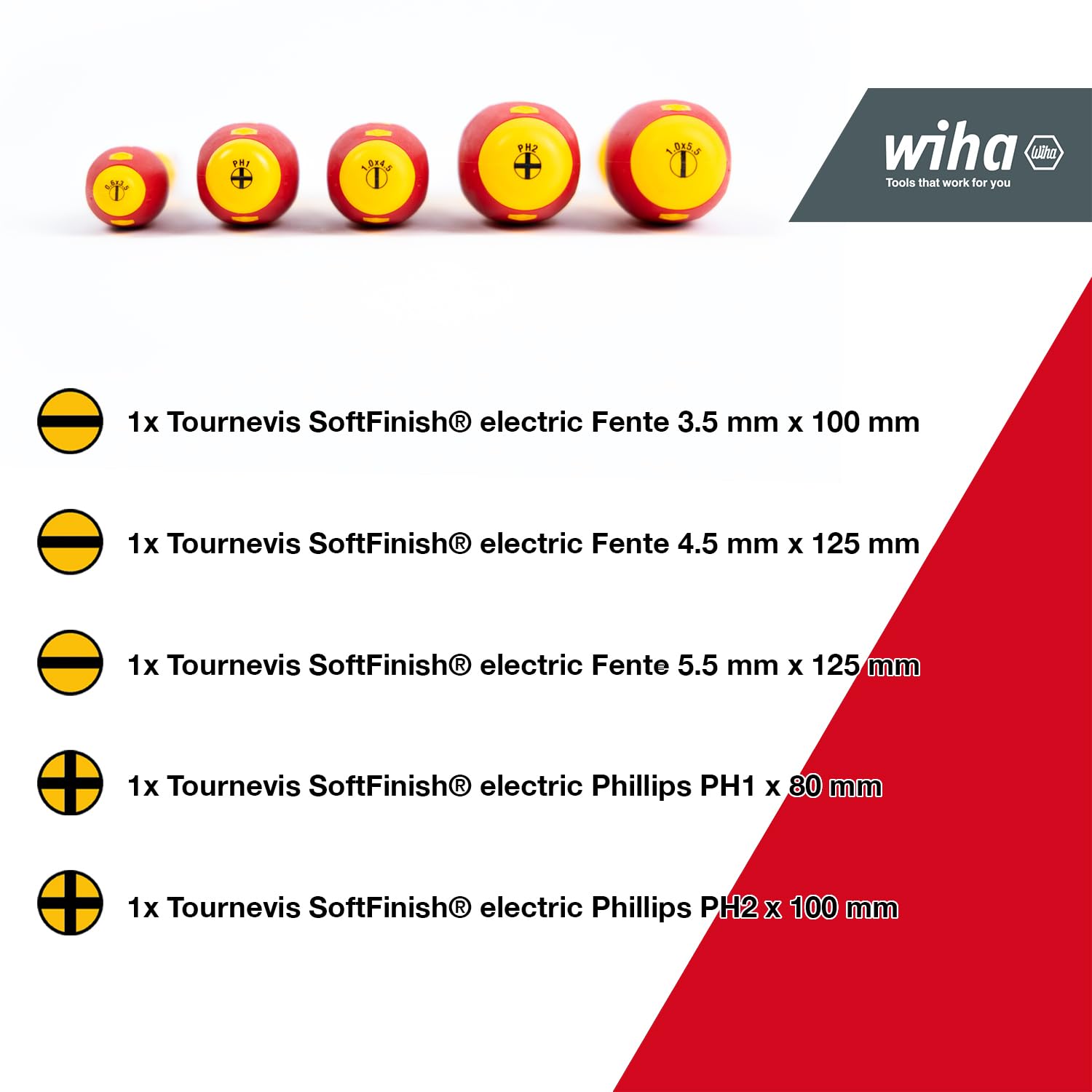 Wiha Coffret tournevis d'électricien SoftFinish 6 pièces Sacoche incluse (Import Allemagne)