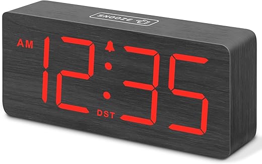 Dream Sky Wooden Digital Alarm Clock for Bedroom Desk Clocks for Living Room with Large Numbers