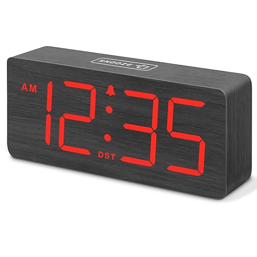 Dream Sky Wooden Digital Alarm Clock for Bedroom Desk Clocks for Living Room with Large Numbers