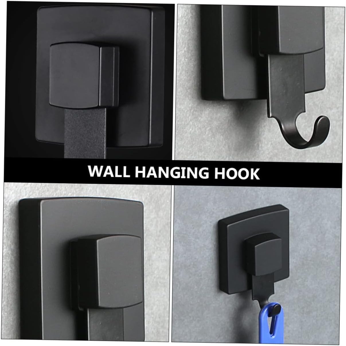 Lurrose 3pcs Vacuum Hook for Bathroom Kitchen No Trace Wall Hanging Hanger Black Easy to Use Removable Stylish Design for Towels Clothing Keys More