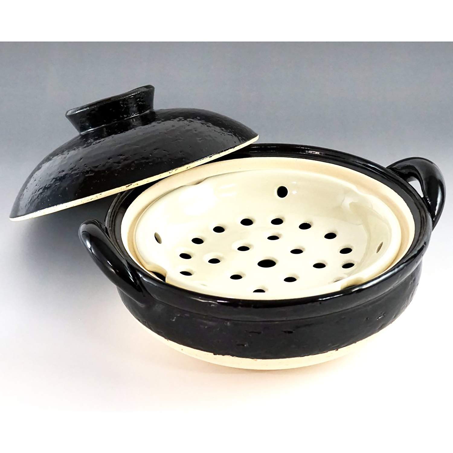 長谷園 ヘルシー蒸し鍋 黒 中 (直火専用) 直火対応 NZW-22 Amazon｜長谷園 ヘルシー蒸し鍋 黒 中 (直火専用) 直火対応 NZW