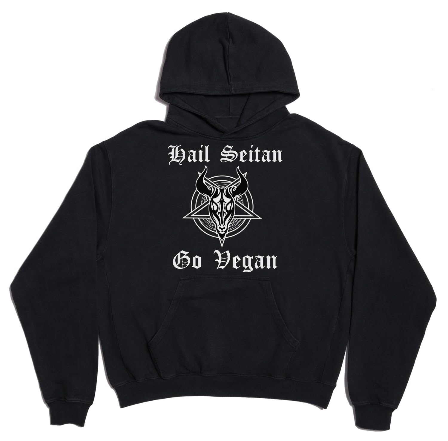 Hail Seitan Go Vegan Unisex Oversized Heavyweight Cotton Blend Hoodie Black