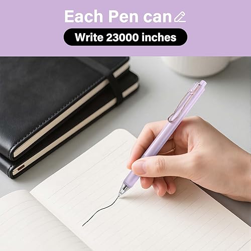 Miniatura 3 de EUSOAR Bolígrafos de gel negros, paquete de 6 bolígrafos de gel para diario retráctiles de punta de 0.020 in, punta fina, sin saltos, juego de