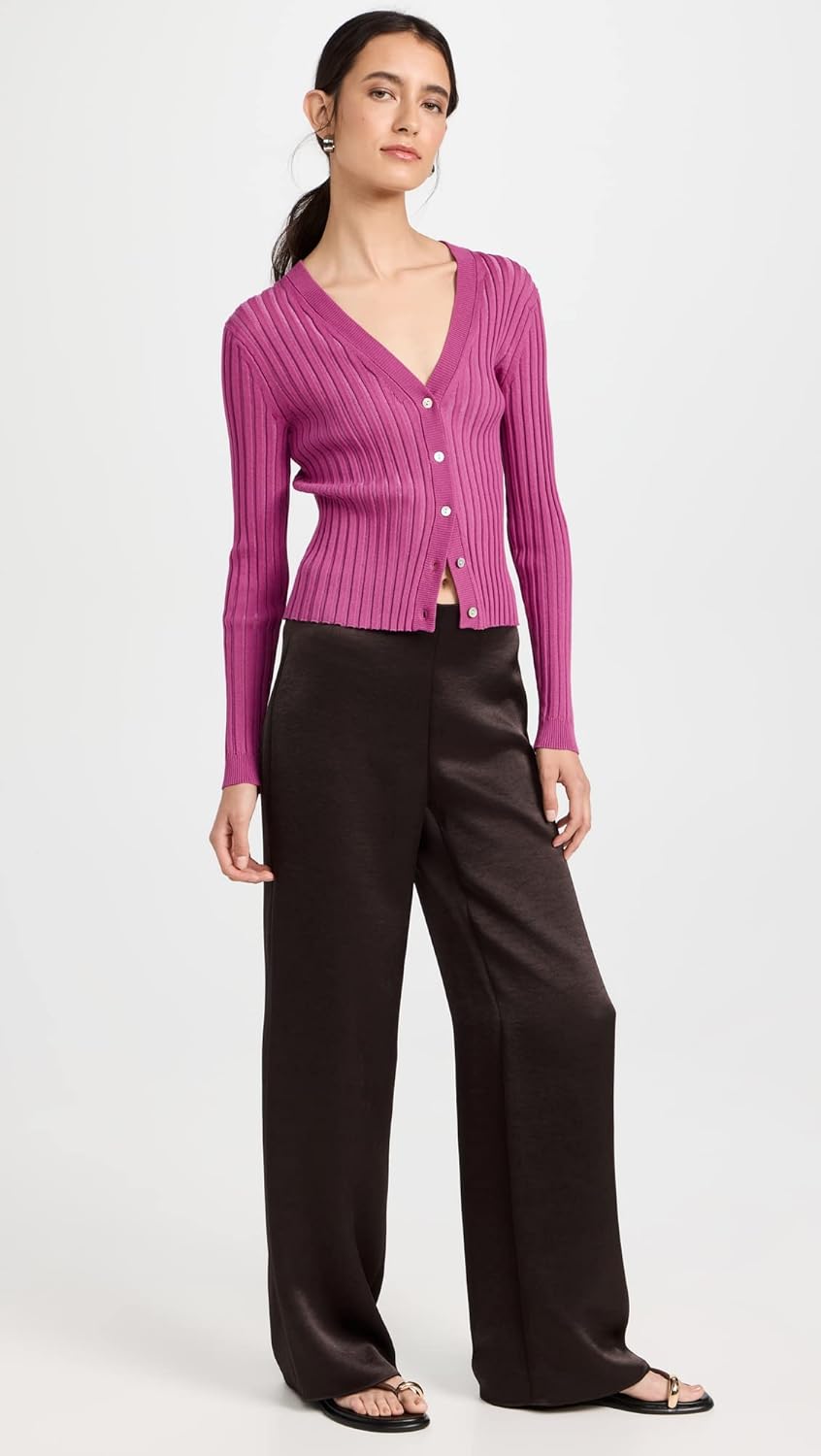 Vince Women's Ribbed V Neck Cardigan - Image 5