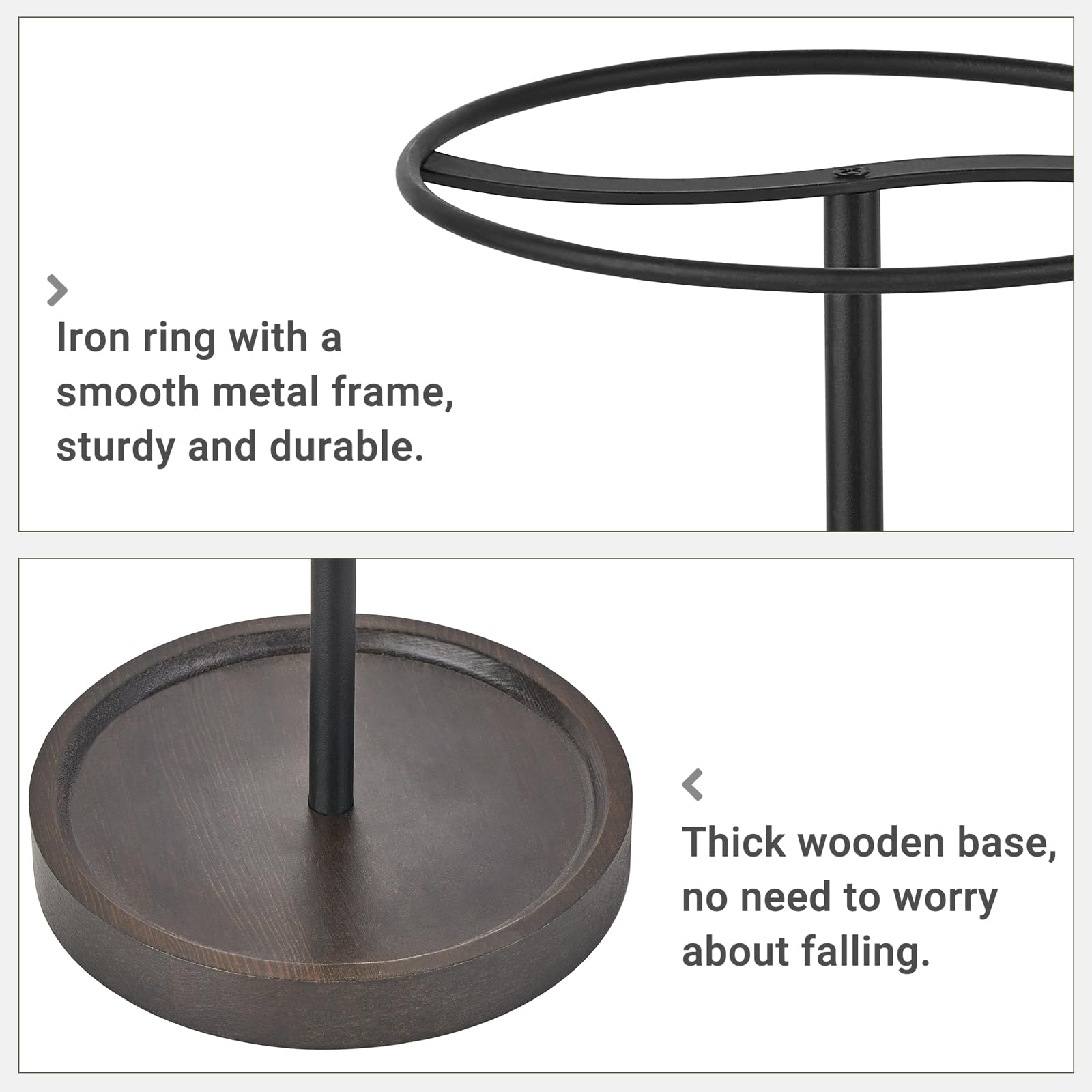 Dahey Organizador de gafas de sol, soporte de metal con bandeja de madera para gafas, aretes, anillos, exhibición de almacenamiento de joyas, hasta 12 pares de gafas para mesa, tocador, escritorio,