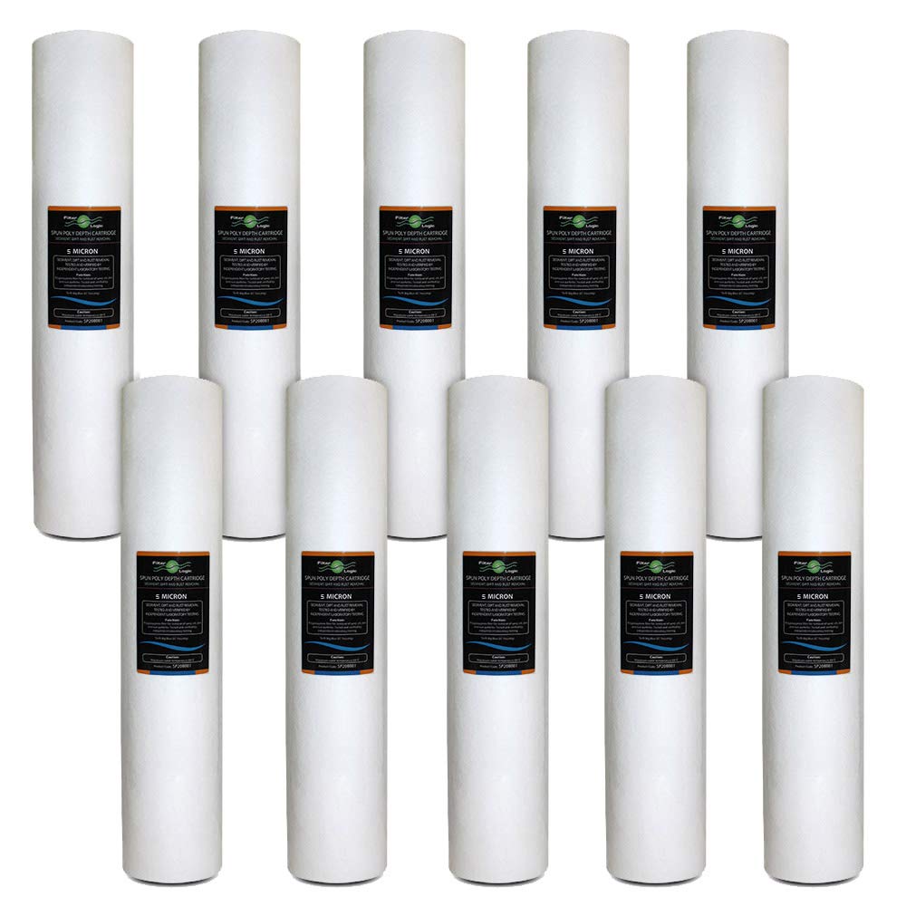 Filterlogic Blue 10 X Sp20bb05 – 20” Big Spun Poly 5 Micron Sediment Water Filter Fits Standard Housings For Industrial,Pre-Filtration For Uv,Window Cleaning Systems & Aquarium/Ro Use,Removes:sediment
