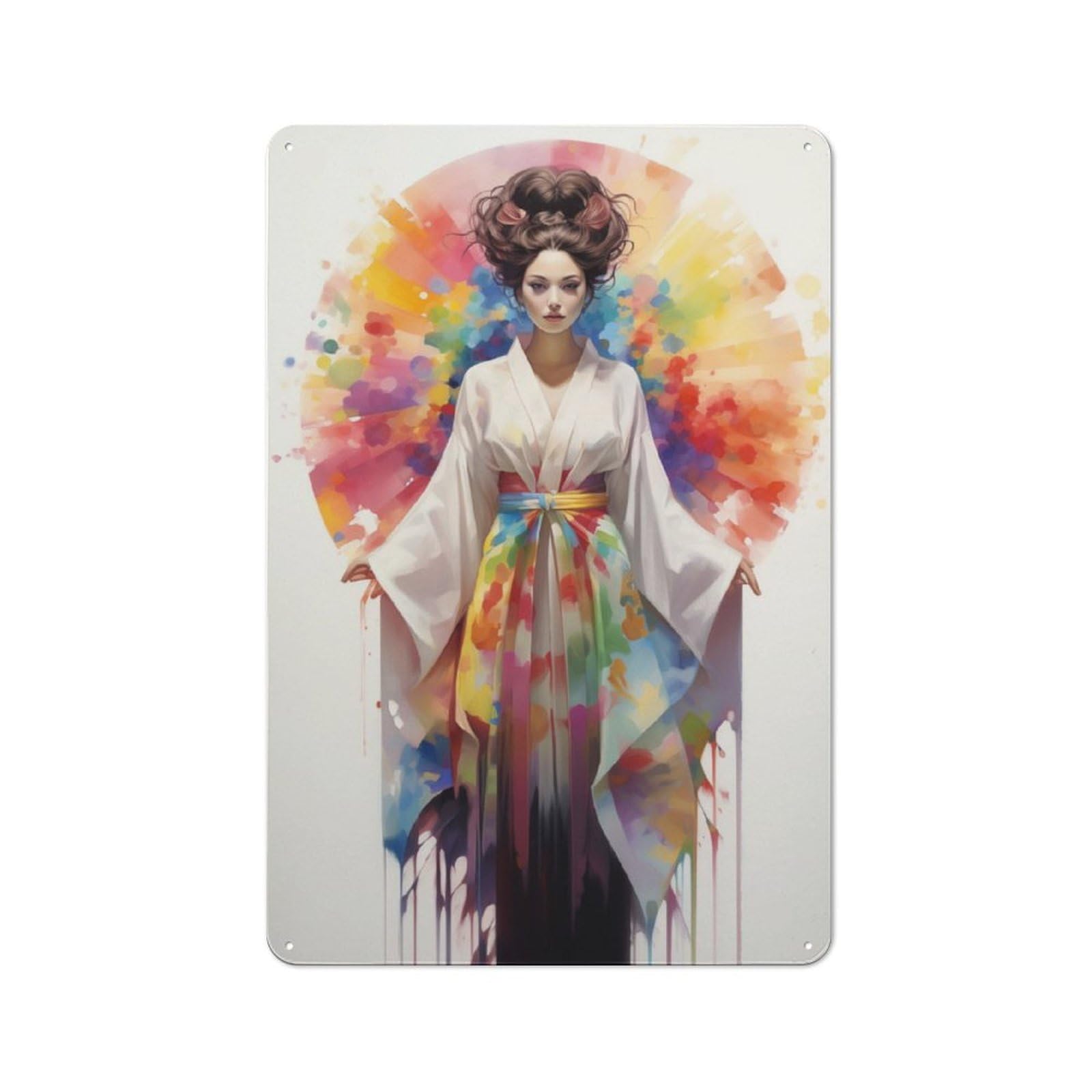 Junmoney Rainbow Geisha Rustic Metal Sign 30X20cm For Man Cave Or Games Room, For Vintage Wall Decor Fans, For Garage And Workshop Walls