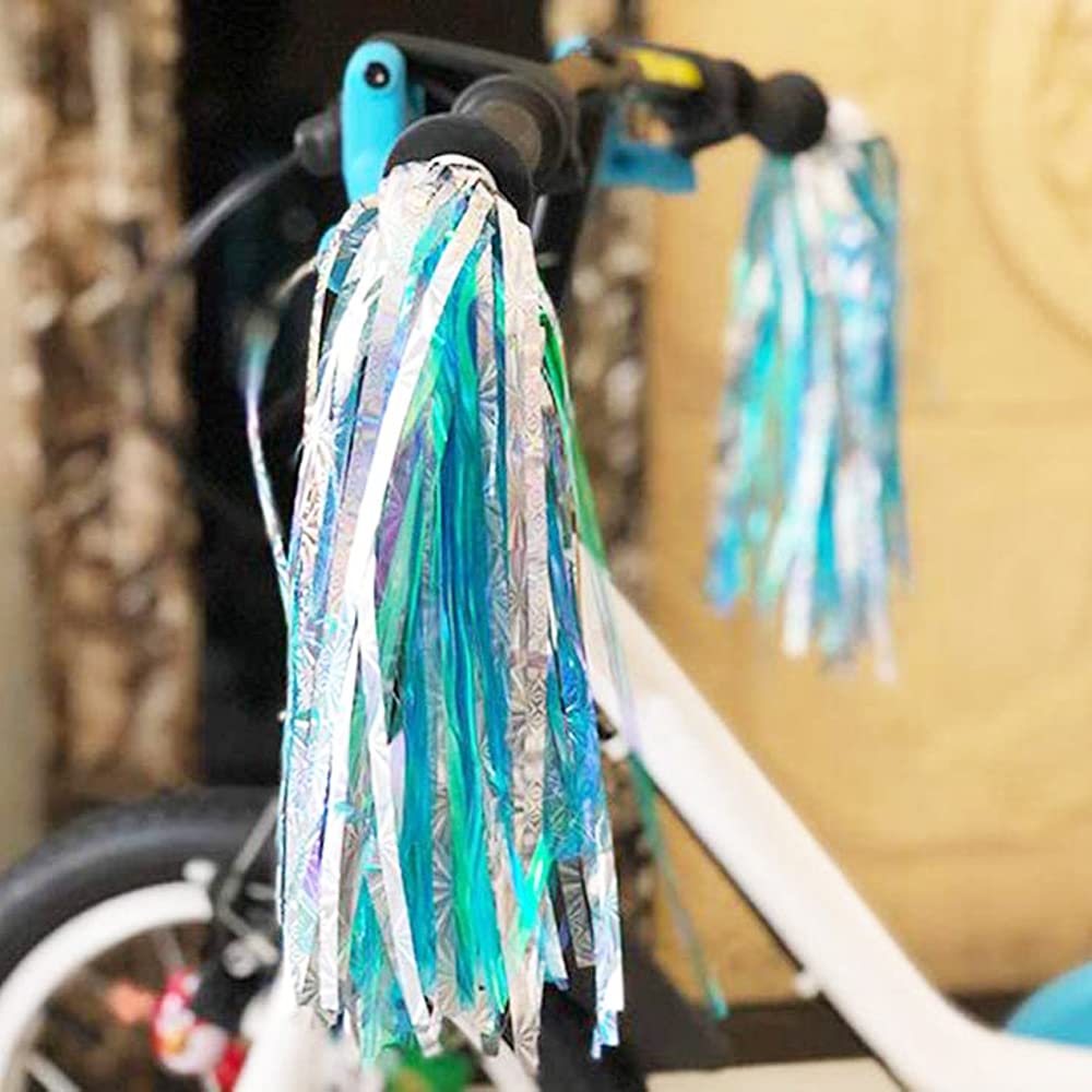SUNSK Fahrrad Streamer Kinder Luftschlangen Lenker Bänder Glitzer Lenkerfransen Fahrrad Quasten Kinder Fahrradgriffe Fahrrad Luftschlangen 4 Stücke Sport & Freizeit
