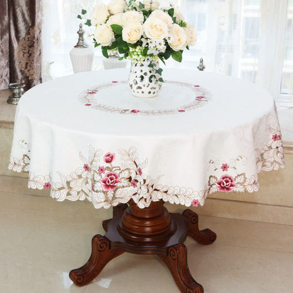 Nappe en dentelle nappe ronde pastorale broderie or rose maison 150cm