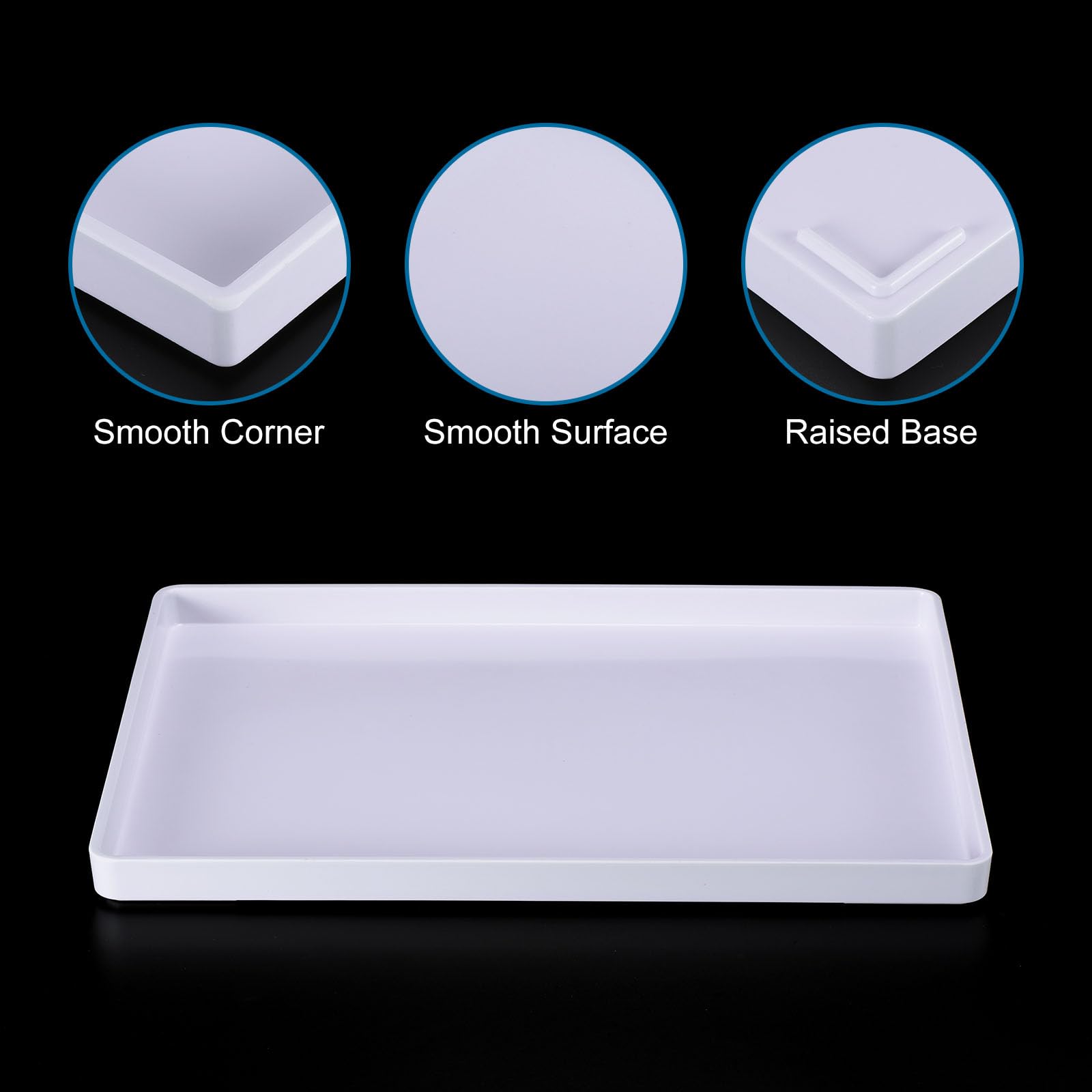 PATIKIL Vassoio per Fast Food 15x11", in Plastica Riutilizzabile, Rettangolare, Superficie Liscia per Ristoranti, Cucina Domestica, Colore Bianco