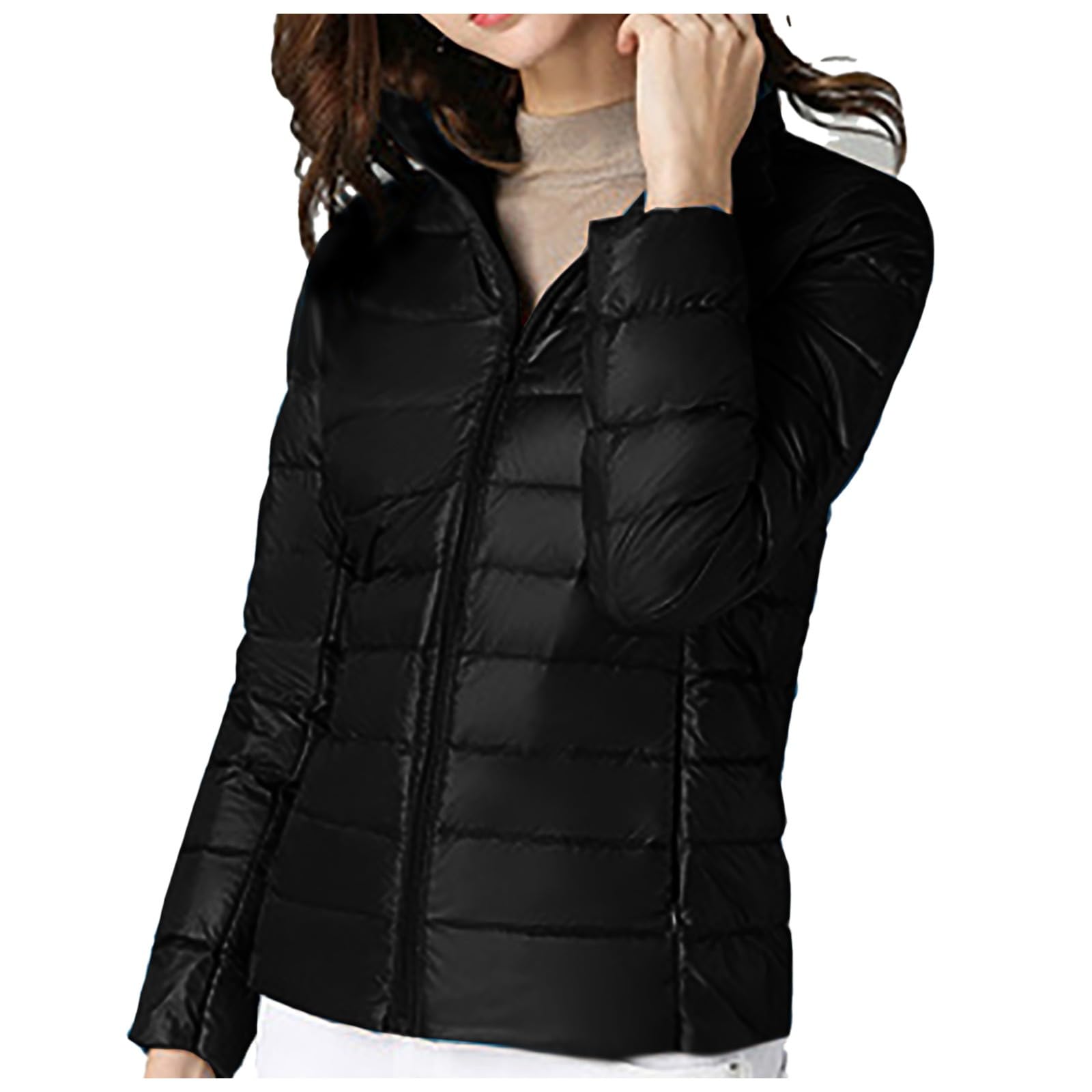 Chaqueta Mujer Abrigo Entretiempo Invierno Cazadora Plumiferos，Chaqueta acolchada corta coreana para mujer plumón grueso abrigo ligero invierno