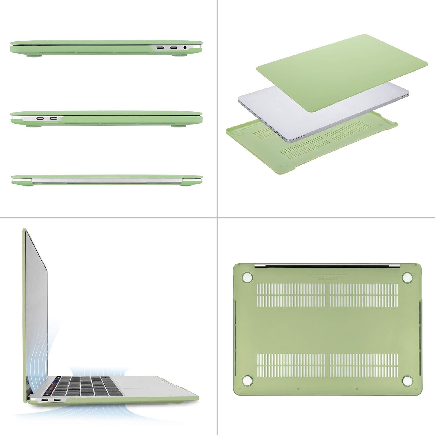 MOSISO Compatible with MacBook Pro 13 inch Case 2016-2020 Release A2338 M1 A2289 A2251 A2159 A1989 A1706 A1708, Hard Shell&Neoprene Bag&Keyboard Skin&Screen Protector&Storage Bag, Avocado Green&Black