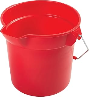 Rubbermaid Brute 10-Quart Heavy-Duty Round Bucket - Red Corrosion-Resistant Pail for Cleaning & Material Transport