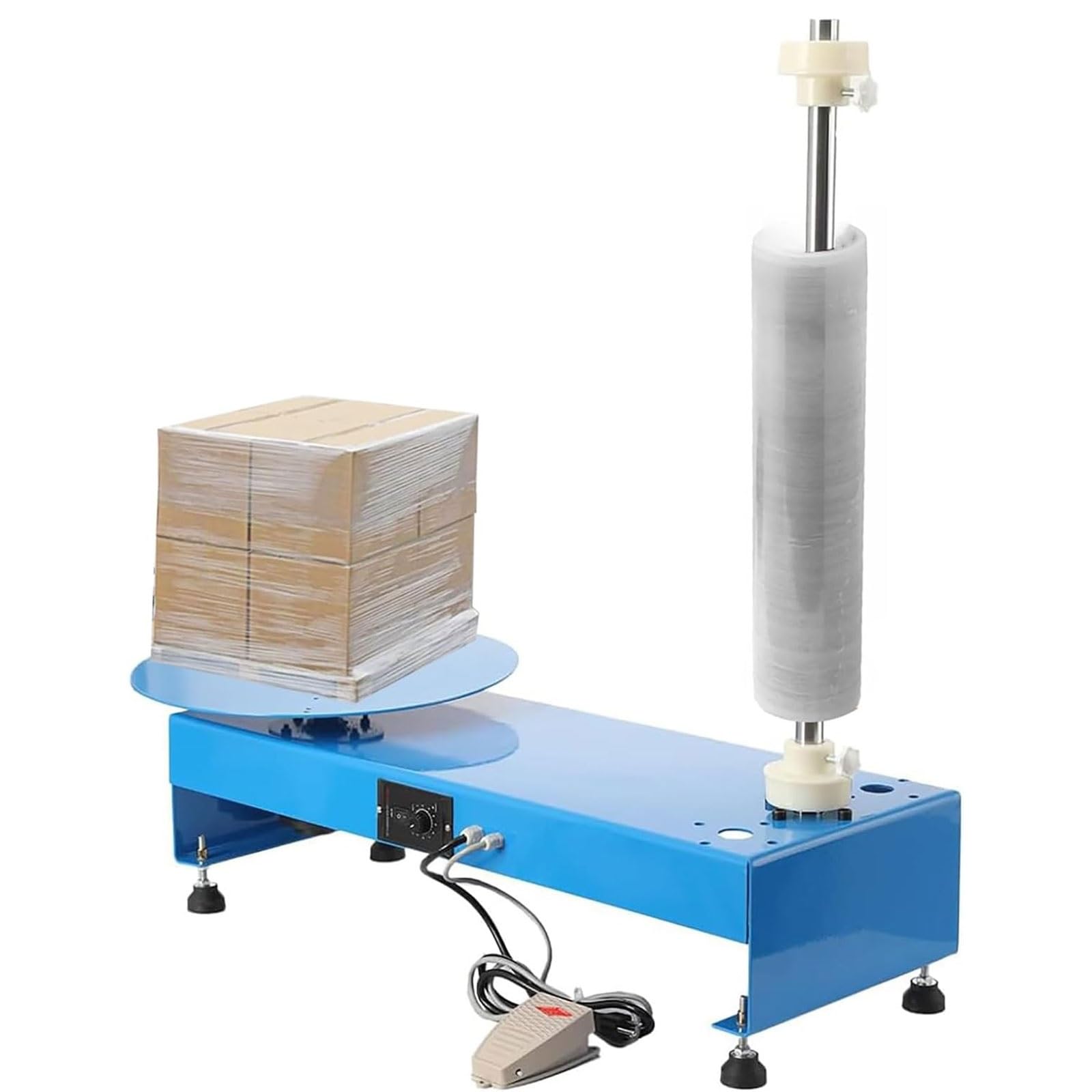Máquina envolvedora eléctrica de Film Estirable, dispensador Industrial de Alta Resistencia con Plataforma giratoria para flejado y empaquetado.