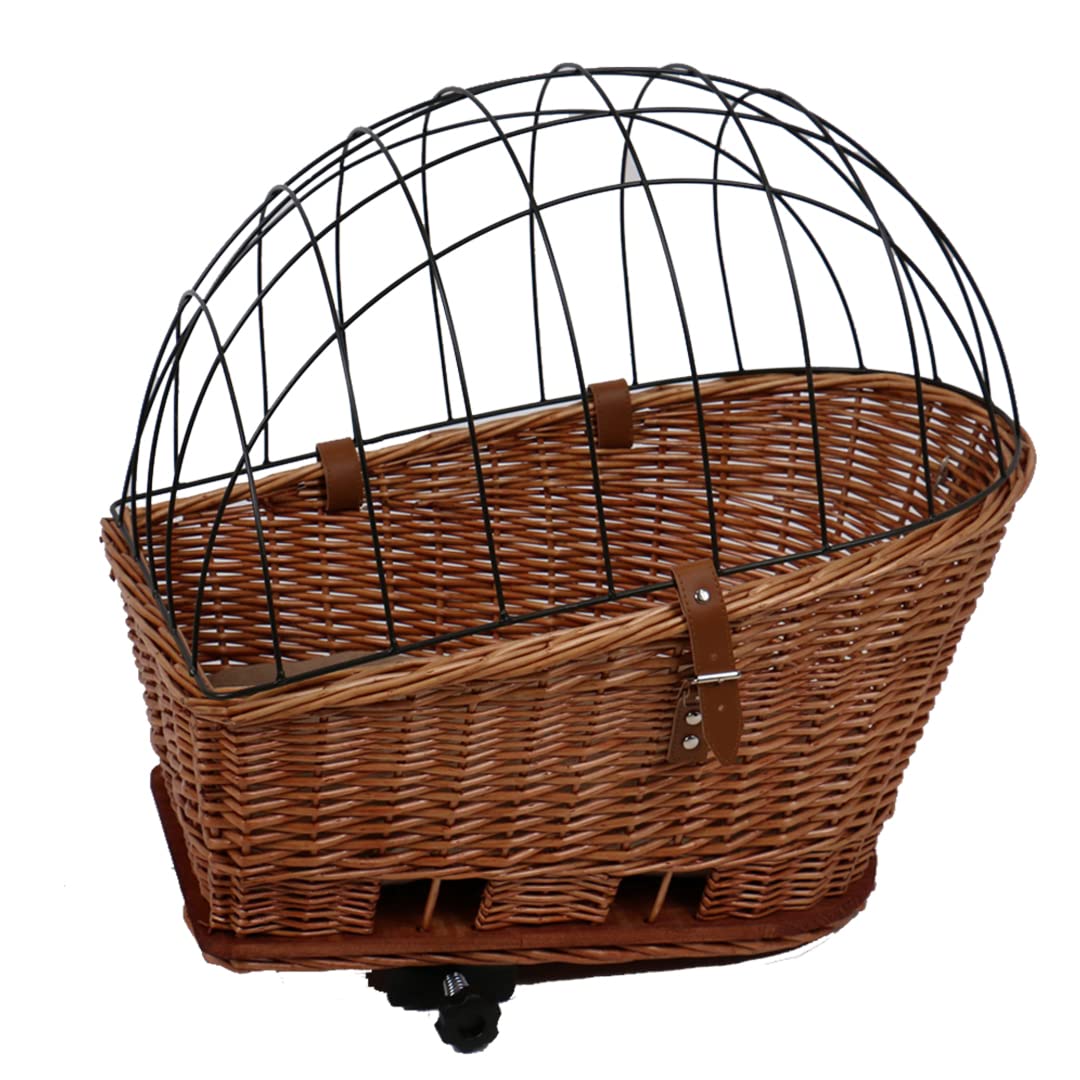 duvoplus, Provence Bicycle Basket 48 x 33 x 44 cm - Max 13 kg - Transport Wicker Wicker Stable and Safe Heavy Duty Strap Easy to Assemble with Comfortable Cushion with Safety Grille