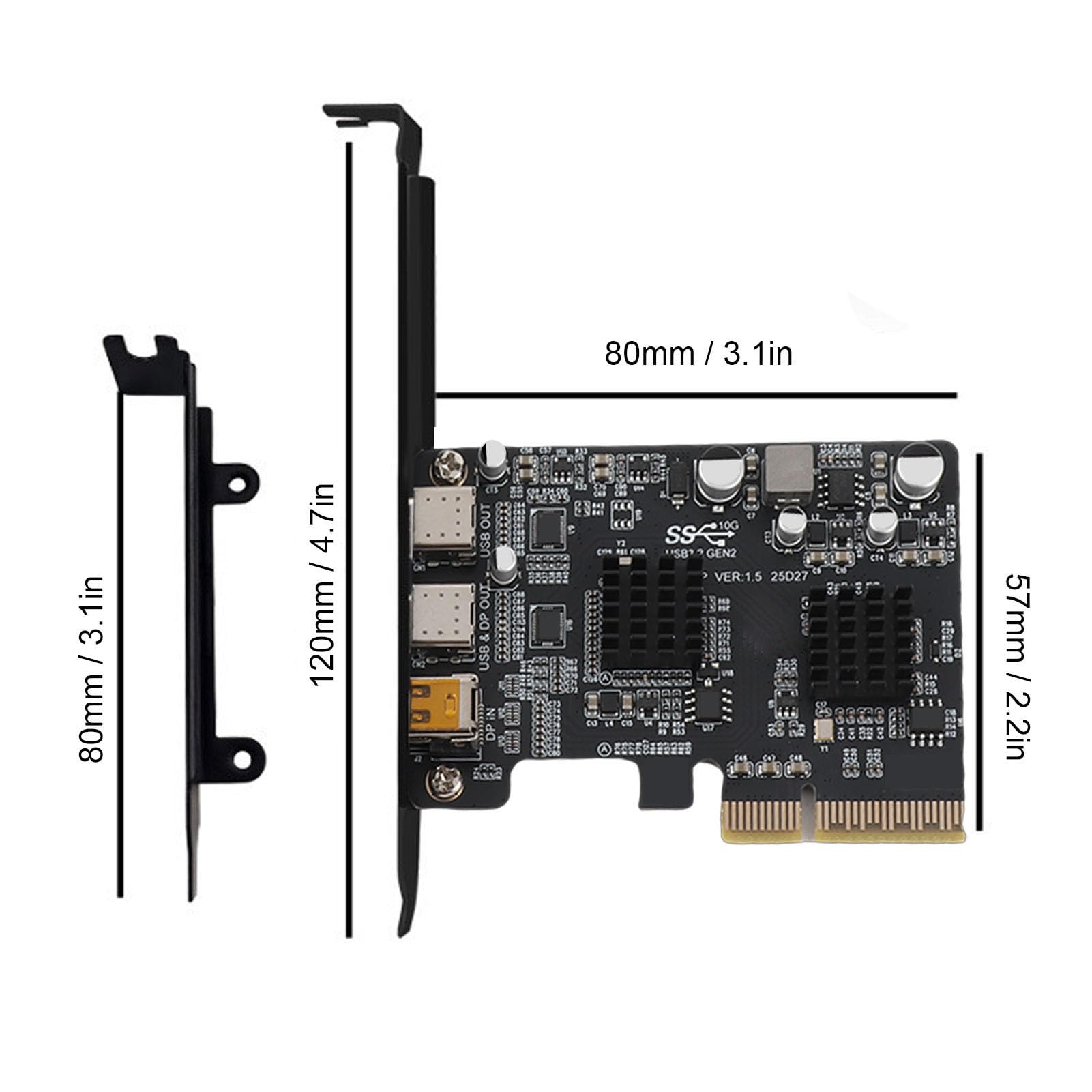 Alomejor Scheda di Espansione Type-C USB3.0 per PC Desktop Scheda PCIe 10G Multifunzione Ad Alta velocità con DisplayPort Video 4K 60HZ e Cavo Dati