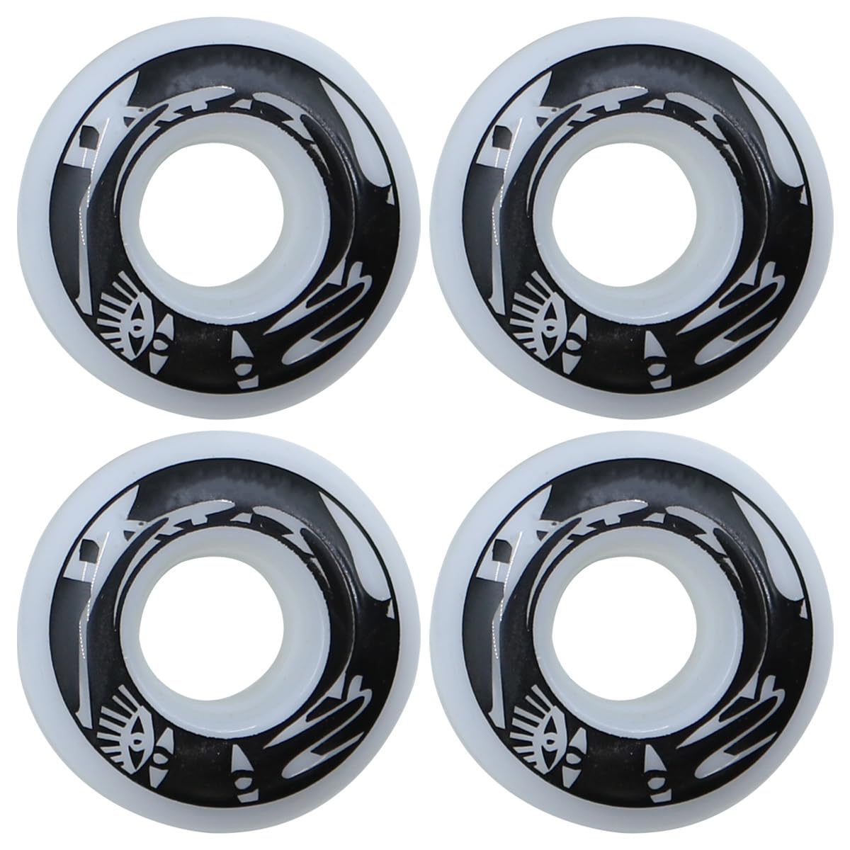 Ludom 4-Piece 54mm 78-85A PU Skateboard Replacement Wheels White with Pattern