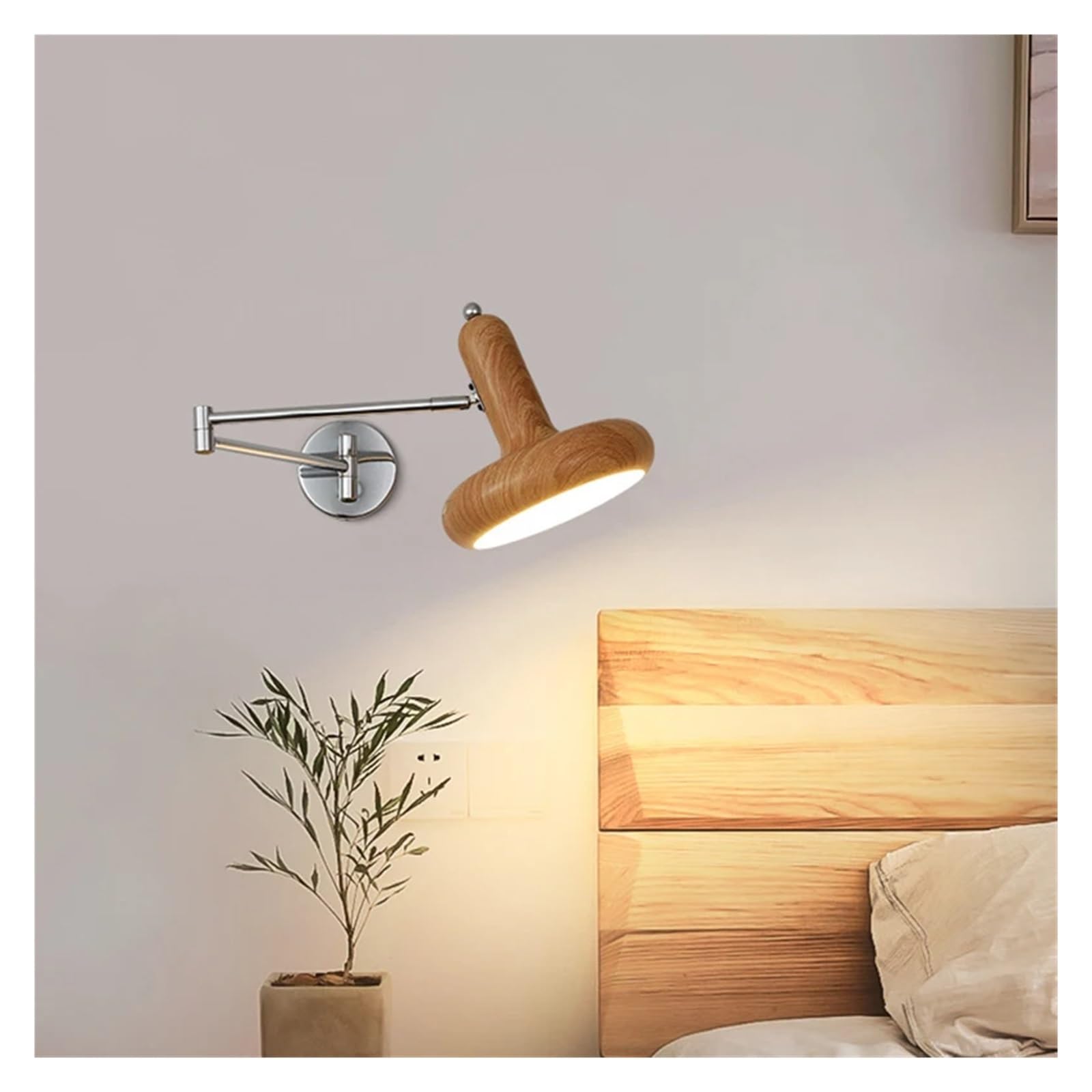 Kremowa chowana lampa ścienna LED do sypialni, stolika nocnego, biura, salonu, baru, korytarza, nowoczesne oświetlenie wewnętrzne LED (orzech)