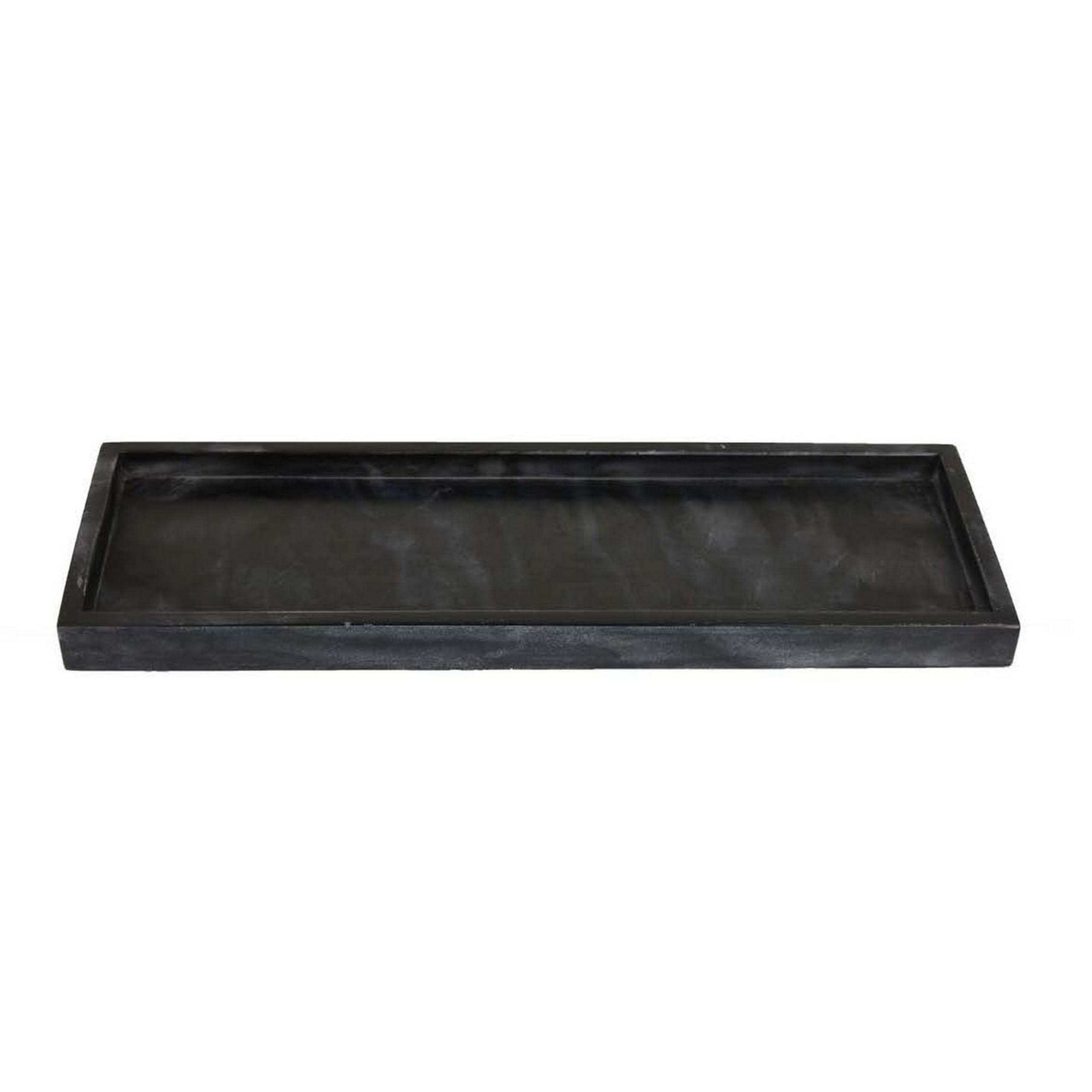 Decorative Accent Tray, 18 Inch Rectangular, Black Marble