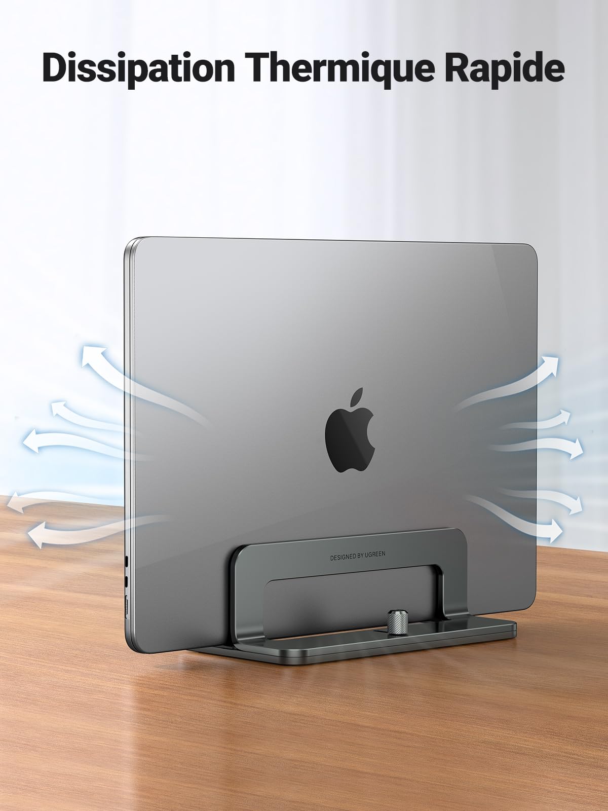 UGREEN Support Ordinateur Vertical en Aluminium Laptop Stand Réglable Compatible MacBook Pro Air Gris